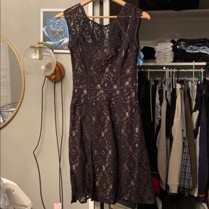 Black lace with built in nude slip BCBG dress